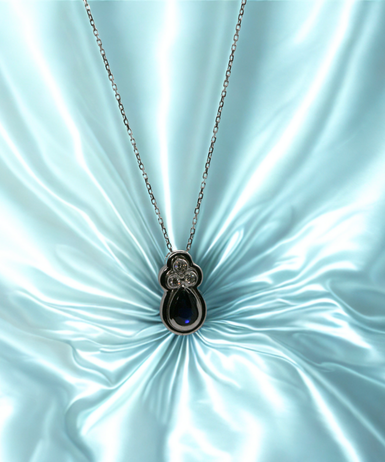 Siyah Safir Taşlı Pırlanta Kolye 0,62 ct.