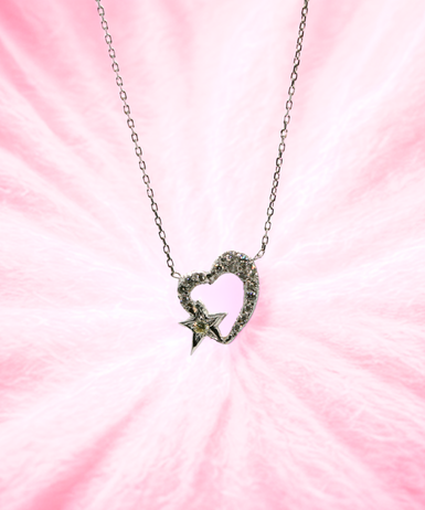 Pırlanta Yıldızlı Kalp Kolye 0,23 ct.