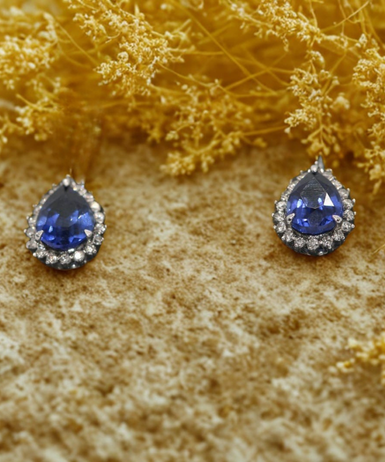 Safir Pırlanta Damla Küpe 2,21 ct.