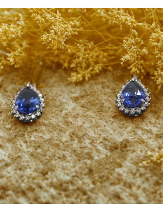 Safir Pırlanta Damla Küpe 2,21 ct.